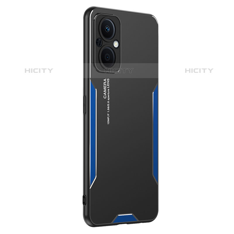 Funda Lujo Marco de Aluminio y Silicona Carcasa Bumper PB1 para Oppo F21s Pro 5G Azul