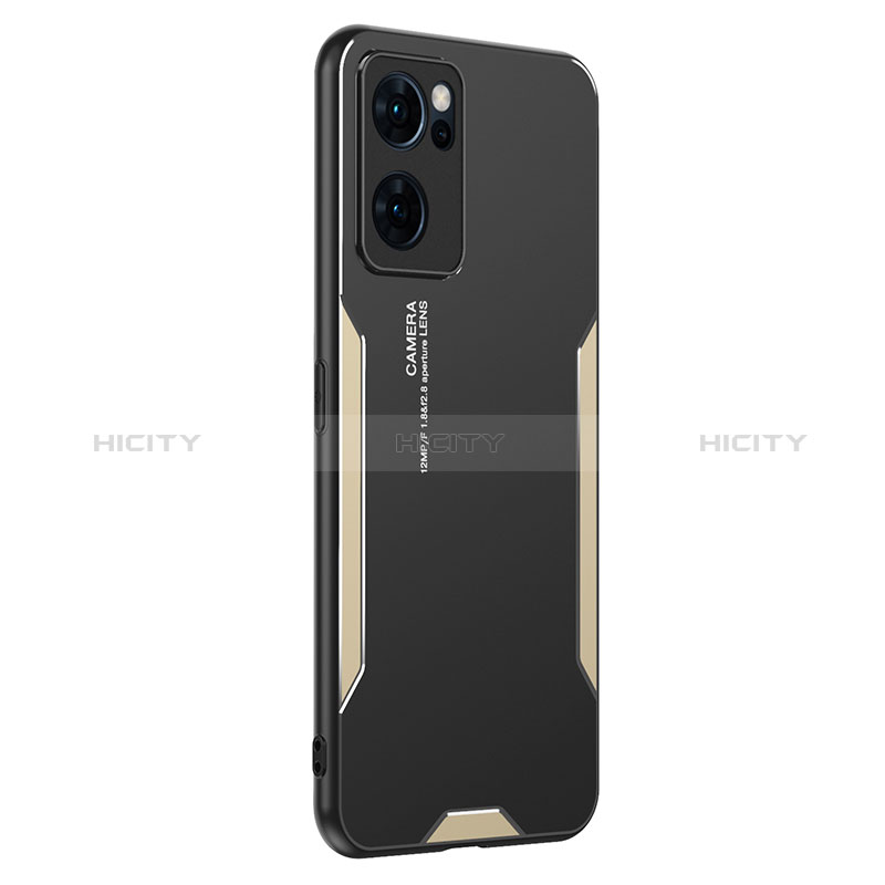 Funda Lujo Marco de Aluminio y Silicona Carcasa Bumper PB1 para Oppo Find X5 Lite 5G Oro