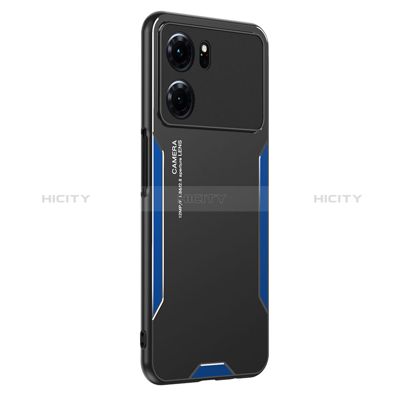 Funda Lujo Marco de Aluminio y Silicona Carcasa Bumper PB1 para Oppo K10 5G Azul