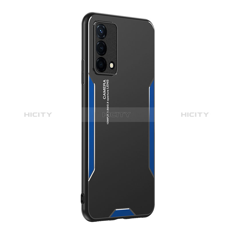 Funda Lujo Marco de Aluminio y Silicona Carcasa Bumper PB1 para Oppo K9 5G Azul