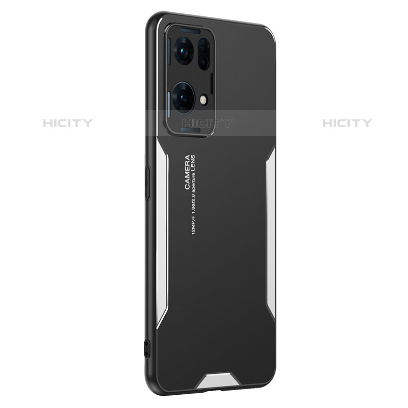 Funda Lujo Marco de Aluminio y Silicona Carcasa Bumper PB1 para Oppo Reno7 Pro 5G Plata