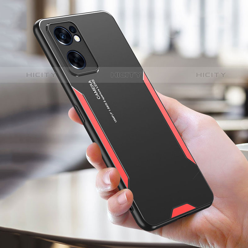 Funda Lujo Marco de Aluminio y Silicona Carcasa Bumper PB1 para Oppo Reno7 SE 5G