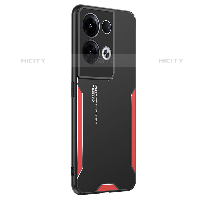 Funda Lujo Marco de Aluminio y Silicona Carcasa Bumper PB1 para Oppo Reno8 Pro 5G Rojo