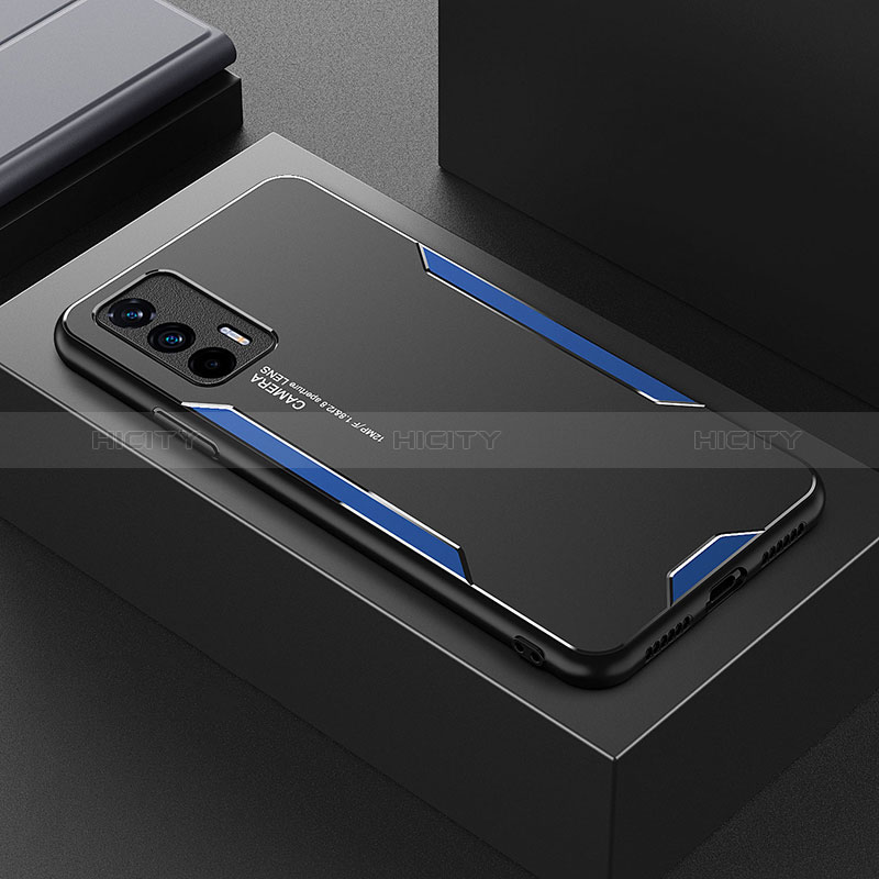 Funda Lujo Marco de Aluminio y Silicona Carcasa Bumper PB1 para Realme GT 5G Azul