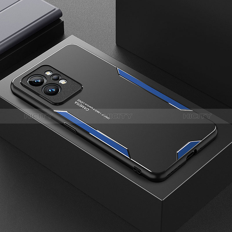 Funda Lujo Marco de Aluminio y Silicona Carcasa Bumper PB1 para Realme GT2 Pro 5G Azul