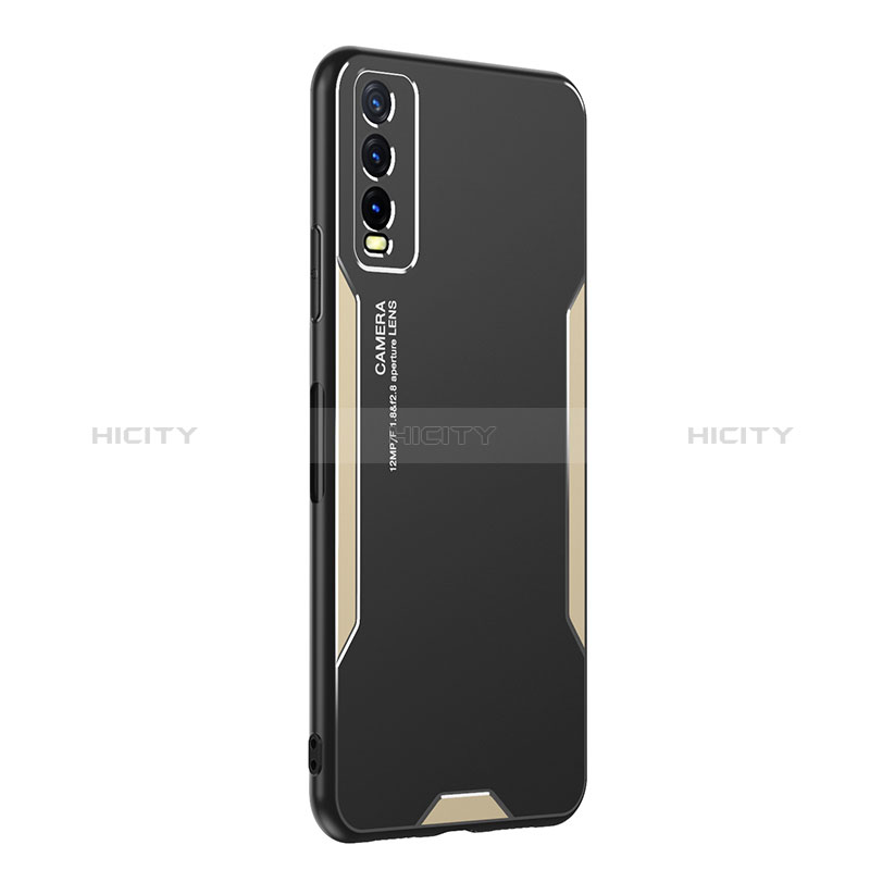 Funda Lujo Marco de Aluminio y Silicona Carcasa Bumper PB1 para Vivo Y11s Oro