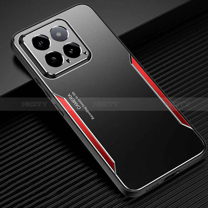 Funda Lujo Marco de Aluminio y Silicona Carcasa Bumper PB1 para Xiaomi Mi 14 5G Rojo