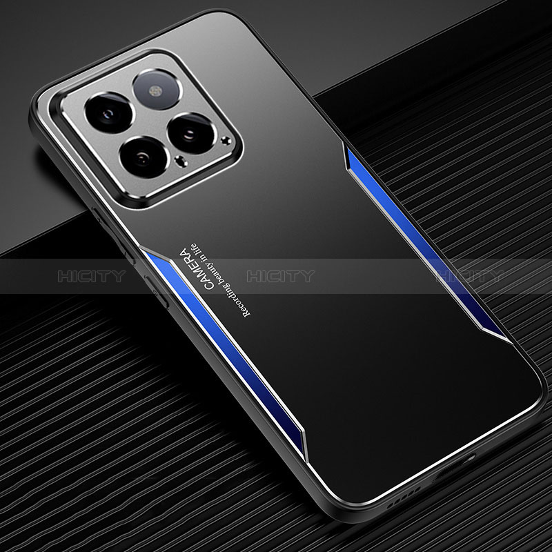 Funda Lujo Marco de Aluminio y Silicona Carcasa Bumper PB1 para Xiaomi Mi 14 Pro 5G Azul