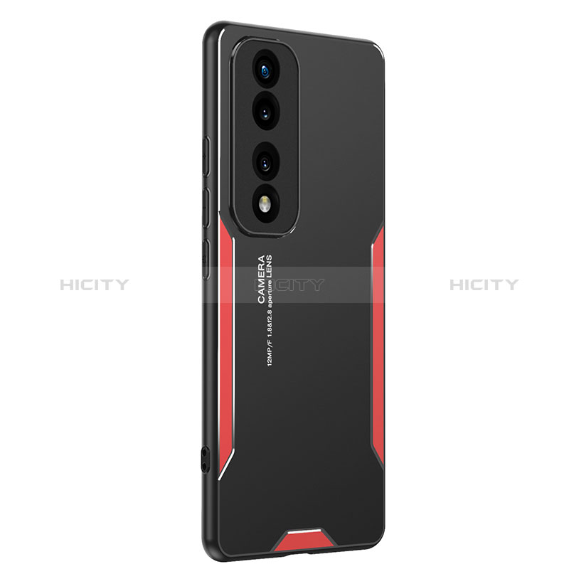 Funda Lujo Marco de Aluminio y Silicona Carcasa Bumper PB2 para Huawei Honor 70 Pro+ Plus 5G Rojo