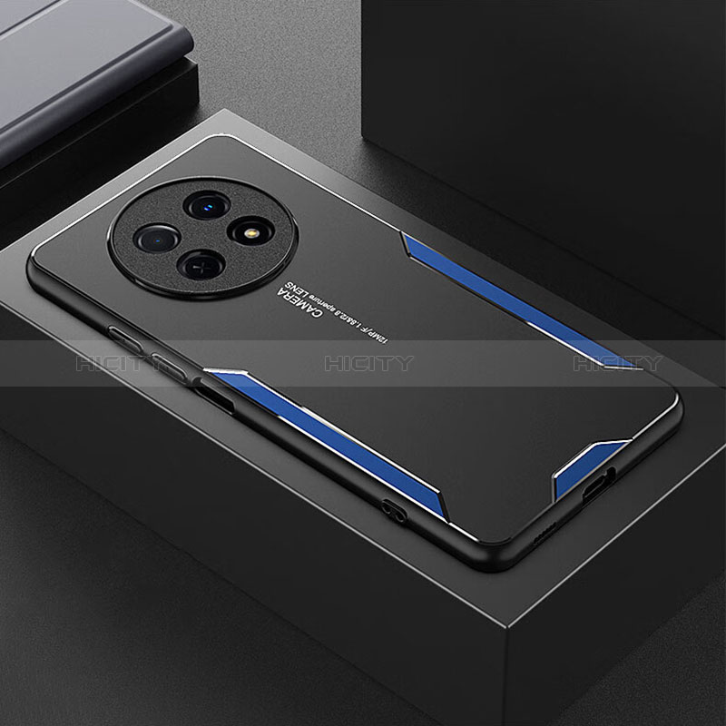 Funda Lujo Marco de Aluminio y Silicona Carcasa Bumper PB2 para Huawei Nova Y91 Azul