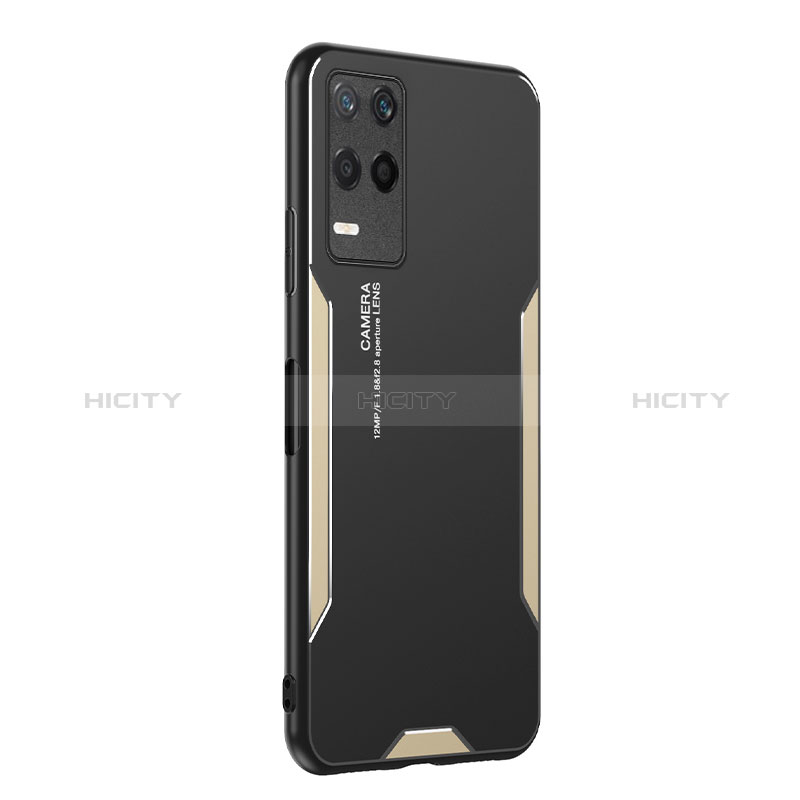 Funda Lujo Marco de Aluminio y Silicona Carcasa Bumper PB2 para Realme 8s 5G Oro