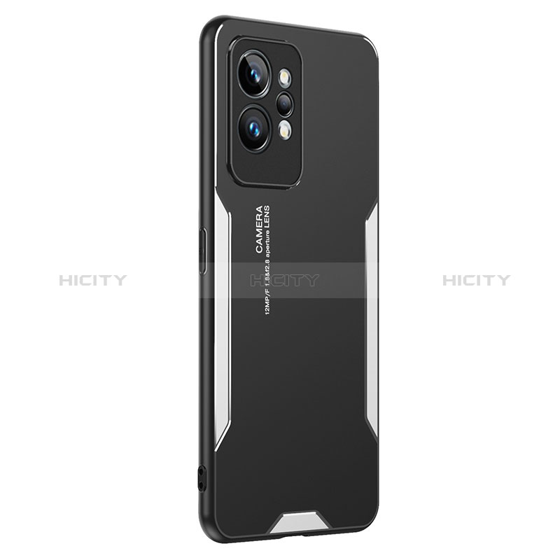 Funda Lujo Marco de Aluminio y Silicona Carcasa Bumper PB2 para Realme GT2 Pro 5G Plata