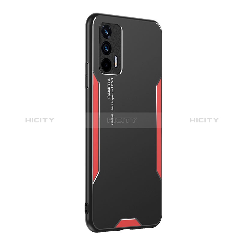 Funda Lujo Marco de Aluminio y Silicona Carcasa Bumper PB2 para Realme Q3 Pro 5G Rojo