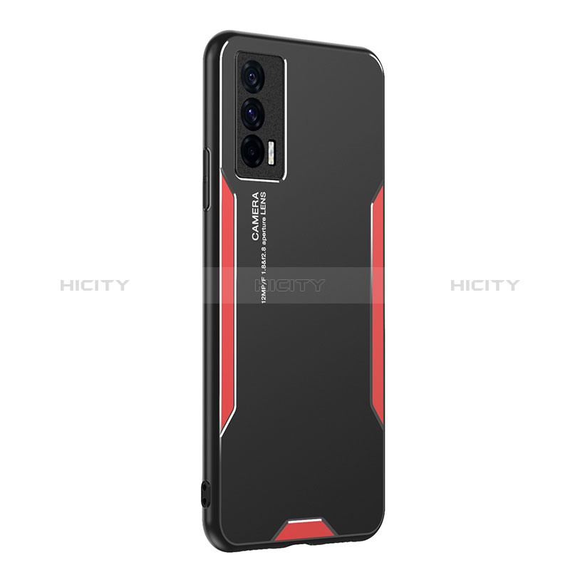 Funda Lujo Marco de Aluminio y Silicona Carcasa Bumper PB2 para Vivo iQOO 7 India 5G Rojo