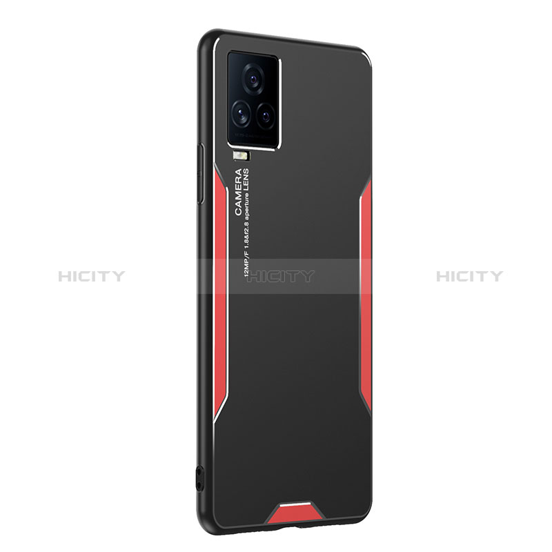 Funda Lujo Marco de Aluminio y Silicona Carcasa Bumper PB2 para Vivo iQOO 7 Legend 5G Rojo