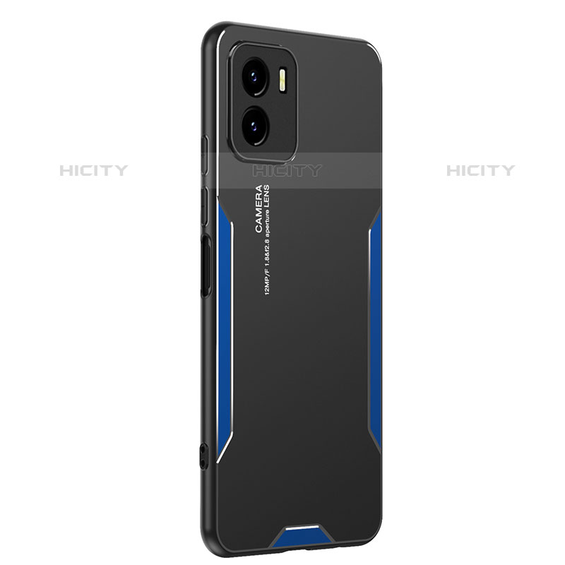 Funda Lujo Marco de Aluminio y Silicona Carcasa Bumper PB2 para Vivo iQOO U5x Azul