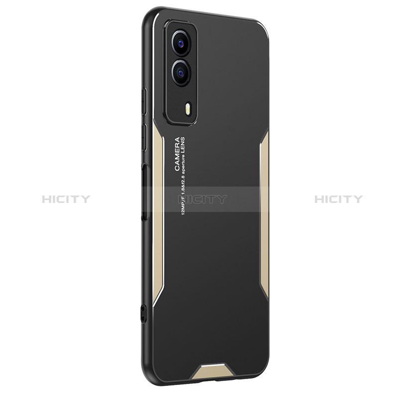 Funda Lujo Marco de Aluminio y Silicona Carcasa Bumper PB2 para Vivo T1x 5G Oro