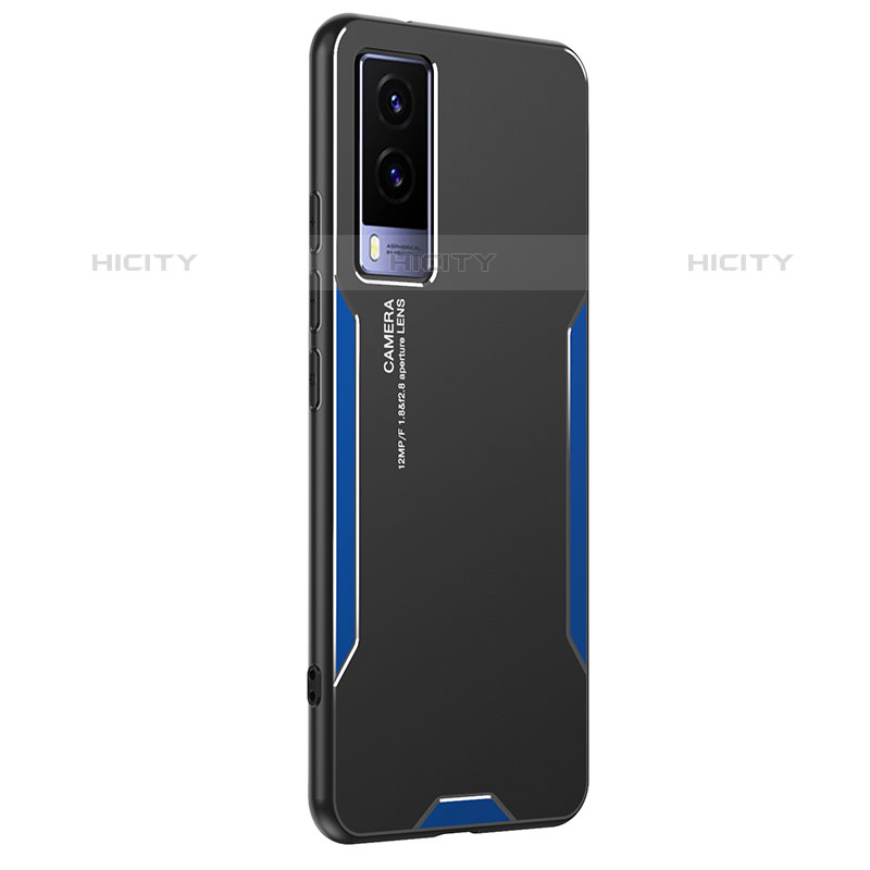 Funda Lujo Marco de Aluminio y Silicona Carcasa Bumper PB2 para Vivo V21e 5G Azul