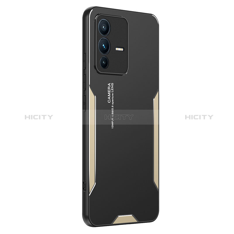 Funda Lujo Marco de Aluminio y Silicona Carcasa Bumper PB2 para Vivo V23 5G Oro