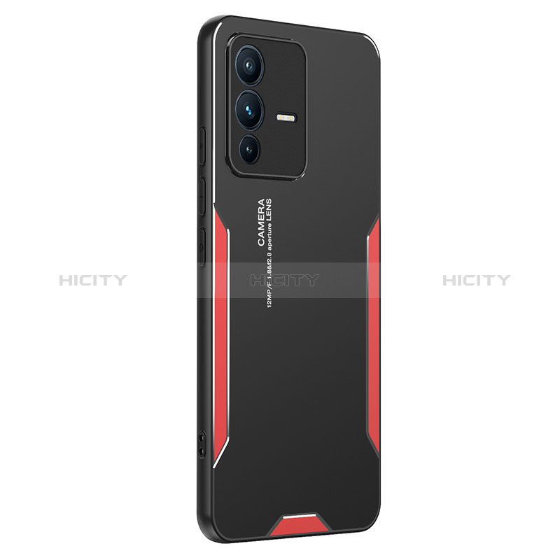 Funda Lujo Marco de Aluminio y Silicona Carcasa Bumper PB2 para Vivo V23 Pro 5G Rojo