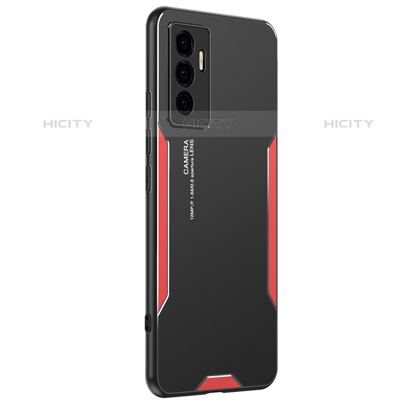 Funda Lujo Marco de Aluminio y Silicona Carcasa Bumper PB2 para Vivo V23e 5G Rojo