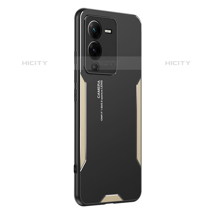 Funda Lujo Marco de Aluminio y Silicona Carcasa Bumper PB2 para Vivo V25 Pro 5G Oro