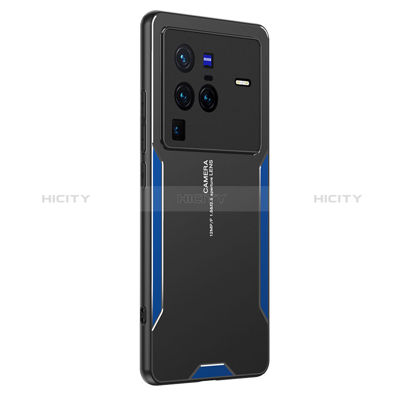 Funda Lujo Marco de Aluminio y Silicona Carcasa Bumper PB2 para Vivo X80 Pro 5G Azul