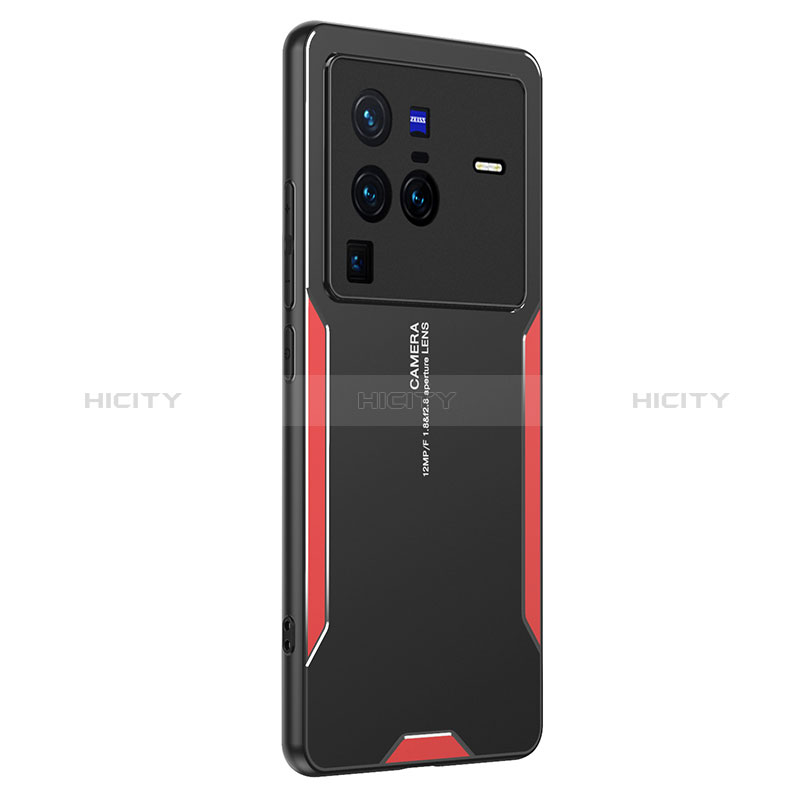 Funda Lujo Marco de Aluminio y Silicona Carcasa Bumper PB2 para Vivo X80 Pro 5G Rojo