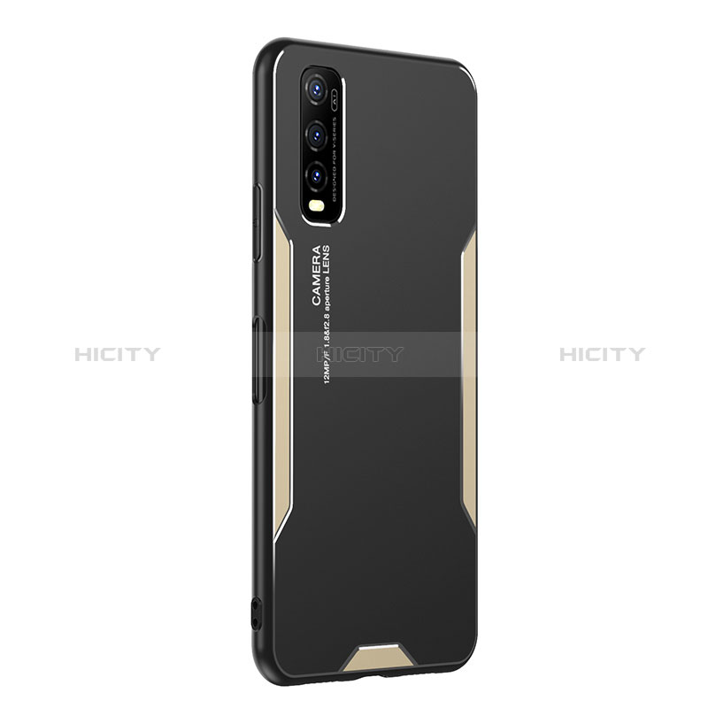 Funda Lujo Marco de Aluminio y Silicona Carcasa Bumper PB2 para Vivo Y51s 5G Oro