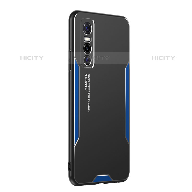 Funda Lujo Marco de Aluminio y Silicona Carcasa Bumper PB2 para Vivo Y73s 5G Azul