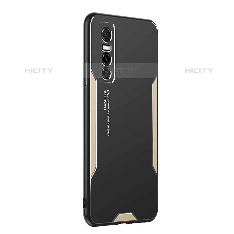 Funda Lujo Marco de Aluminio y Silicona Carcasa Bumper PB2 para Vivo Y73s 5G Oro