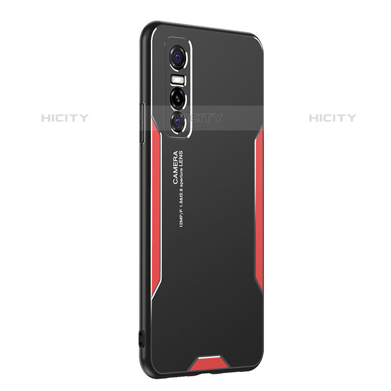 Funda Lujo Marco de Aluminio y Silicona Carcasa Bumper PB2 para Vivo Y73s 5G Rojo