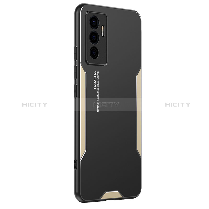 Funda Lujo Marco de Aluminio y Silicona Carcasa Bumper PB2 para Vivo Y75 4G Oro