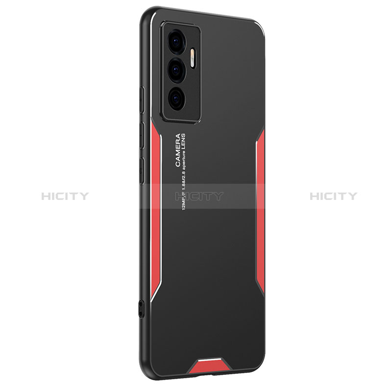 Funda Lujo Marco de Aluminio y Silicona Carcasa Bumper PB2 para Vivo Y75 4G Rojo