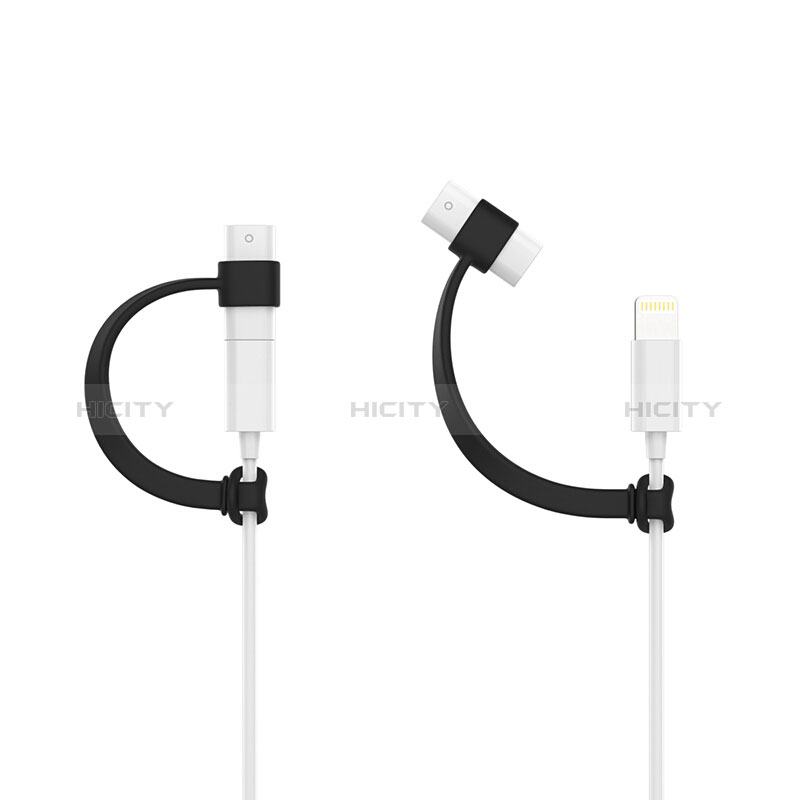 Funda Silicona Cap Tapa Soporte Cable Lightning Adaptador Tether Anti-Perdido para Apple Pencil Negro