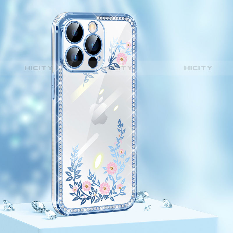 Funda Silicona Carcasa Goma Bling-Bling AT1 para Apple iPhone 15 Pro Azul