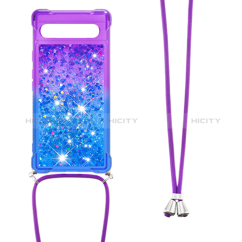 Funda Silicona Carcasa Goma Bling-Bling con Acollador Cordon Lanyard S01 para Google Pixel 7a 5G