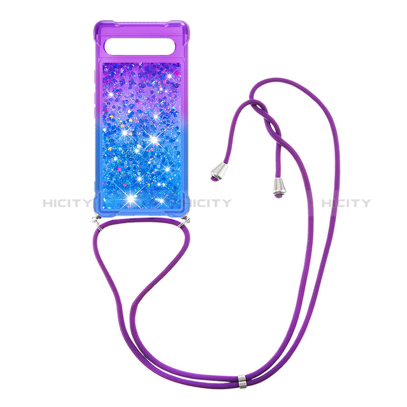 Funda Silicona Carcasa Goma Bling-Bling con Acollador Cordon Lanyard S01 para Google Pixel 7a 5G