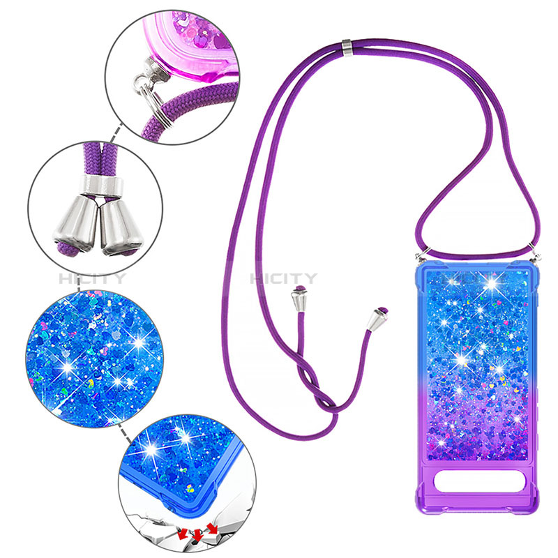 Funda Silicona Carcasa Goma Bling-Bling con Acollador Cordon Lanyard S01 para Google Pixel 7a 5G