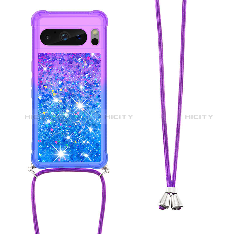 Funda Silicona Carcasa Goma Bling-Bling con Acollador Cordon Lanyard S01 para Google Pixel 8 Pro 5G