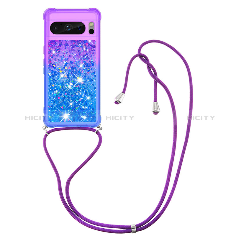 Funda Silicona Carcasa Goma Bling-Bling con Acollador Cordon Lanyard S01 para Google Pixel 8 Pro 5G