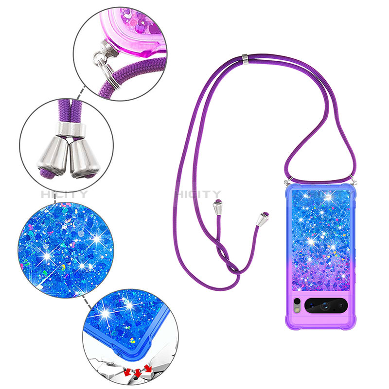 Funda Silicona Carcasa Goma Bling-Bling con Acollador Cordon Lanyard S01 para Google Pixel 8 Pro 5G