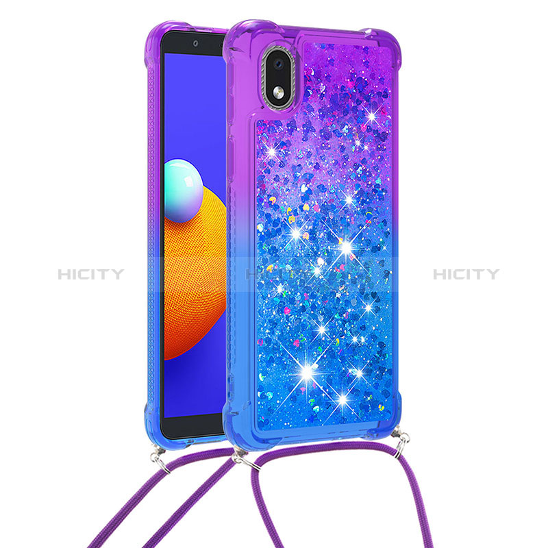 Funda Silicona Carcasa Goma Bling-Bling con Acollador Cordon Lanyard S01 para Samsung Galaxy A01 Core