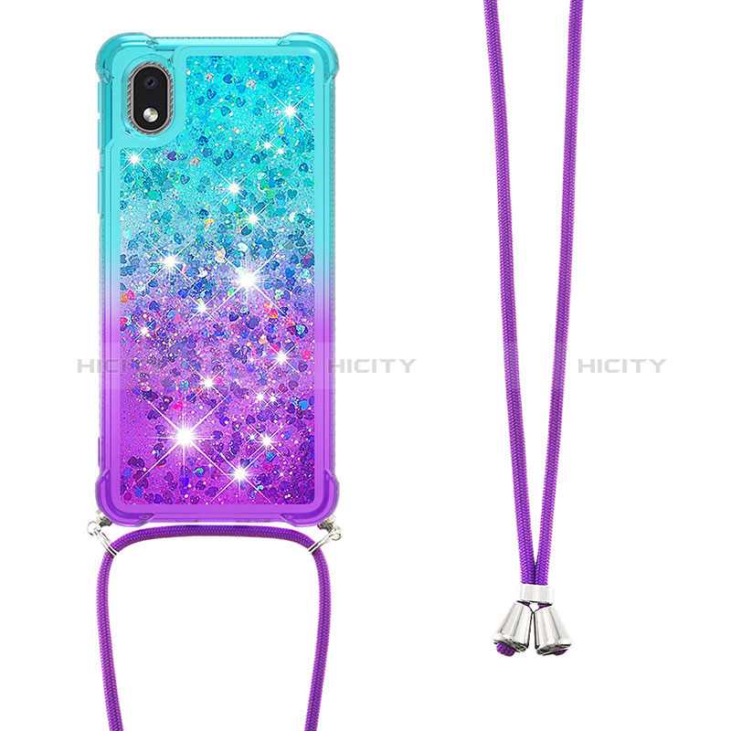 Funda Silicona Carcasa Goma Bling-Bling con Acollador Cordon Lanyard S01 para Samsung Galaxy A01 Core