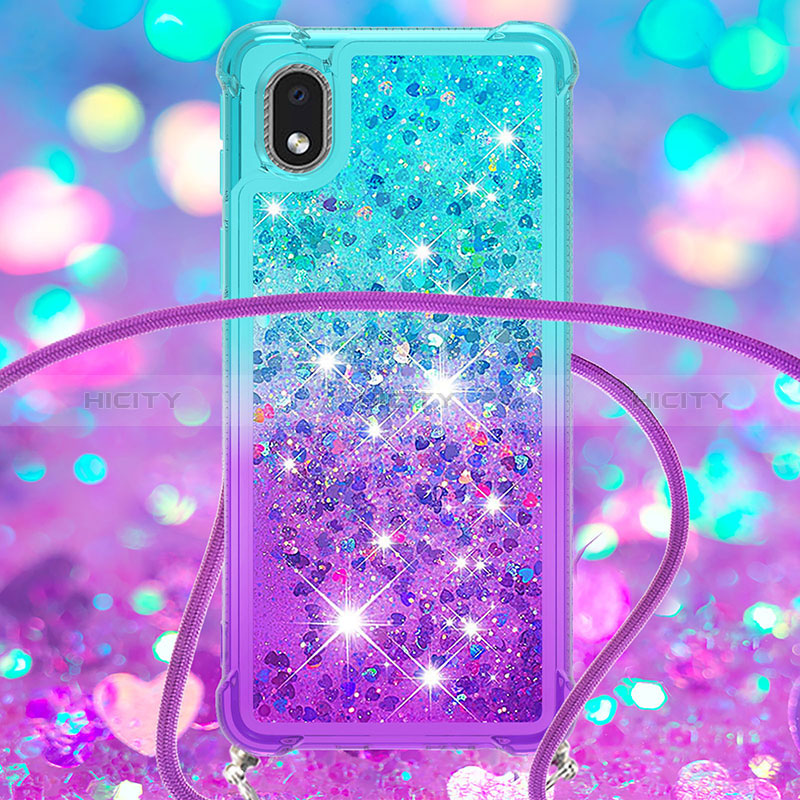 Funda Silicona Carcasa Goma Bling-Bling con Acollador Cordon Lanyard S01 para Samsung Galaxy A01 Core