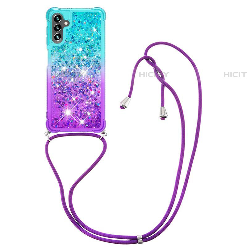 Funda Silicona Carcasa Goma Bling-Bling con Acollador Cordon Lanyard S01 para Samsung Galaxy A04s