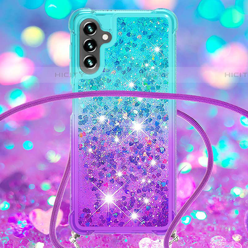 Funda Silicona Carcasa Goma Bling-Bling con Acollador Cordon Lanyard S01 para Samsung Galaxy A04s