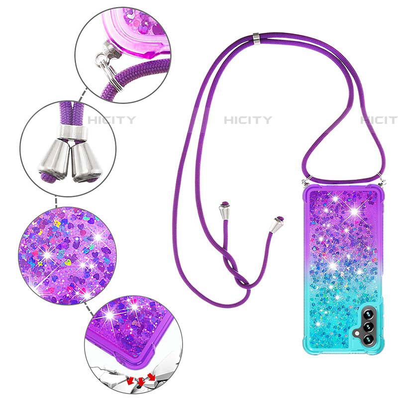 Funda Silicona Carcasa Goma Bling-Bling con Acollador Cordon Lanyard S01 para Samsung Galaxy A04s