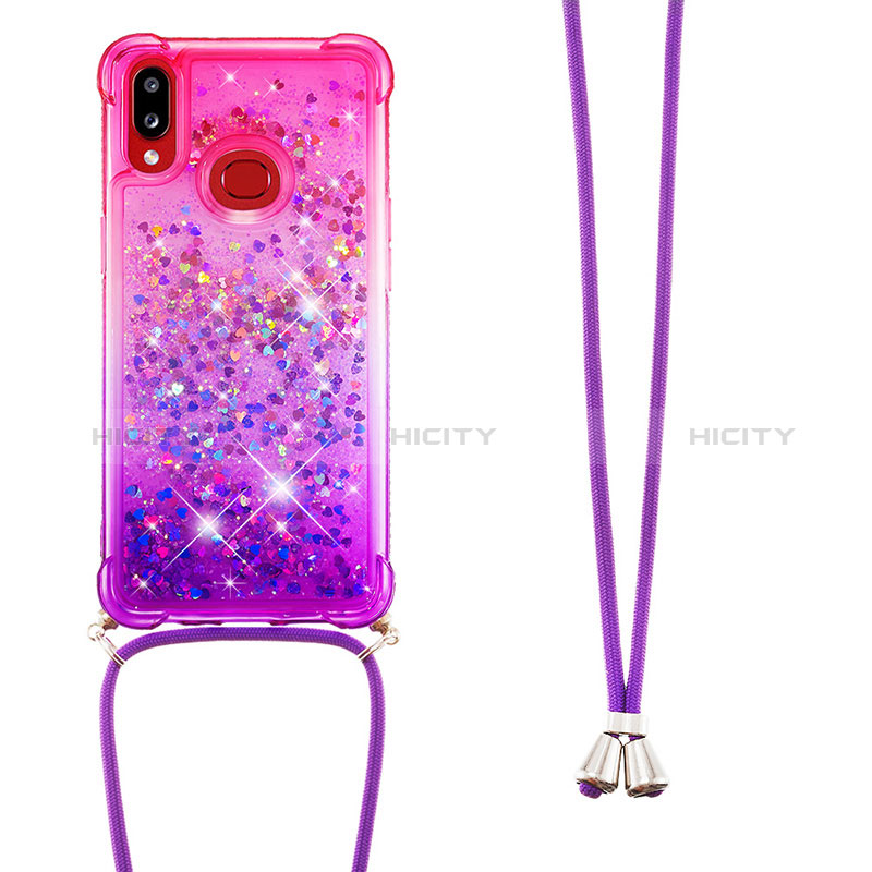 Funda Silicona Carcasa Goma Bling-Bling con Acollador Cordon Lanyard S01 para Samsung Galaxy A10s