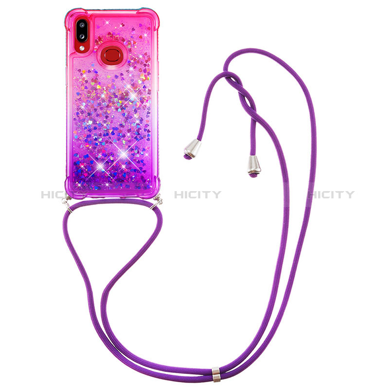 Funda Silicona Carcasa Goma Bling-Bling con Acollador Cordon Lanyard S01 para Samsung Galaxy A10s